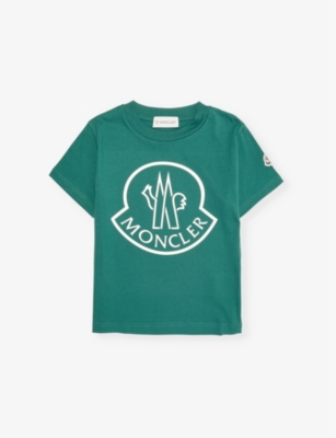 Moncler Boys Dark Green Kids Logo-print Short-sleeve Cotton-jersey T-shirt 4-6 Years