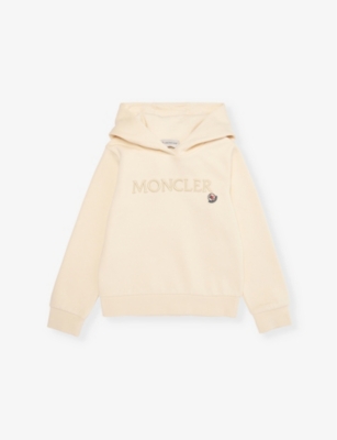 Moncler Boys Cream Kids Brand-print Cotton Hoody 4-6 Years