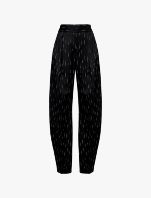 THE ATTICO: Gary dash-stripe wide-leg mid-rise wool trousers