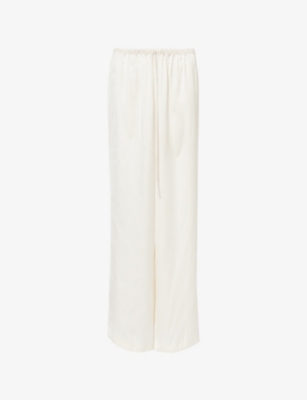 Shop Bec & Bridge Womens Ivory Delphi Straight-leg Mid-rise Satin Trousers