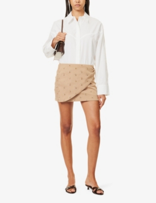 Shop Bec & Bridge Women's Golden Sunseeker Embellished Stretch-woven Mini Skirt