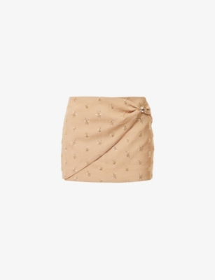 Shop Bec & Bridge Women's Golden Sunseeker Embellished Stretch-woven Mini Skirt