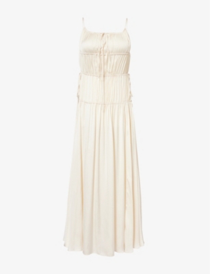 Shop Bec & Bridge Women's Ivory Delphi Gathered Satin Maxi Dress