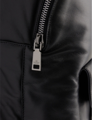 Shop Valentino Garavani Men's Nero Vlogo-plaque Leather Backpack