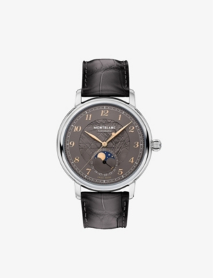 MONTBLANC: 130959 Star Legacy Moonphase limited-edition stainless-steel and alligator-embossed leather automatic watch