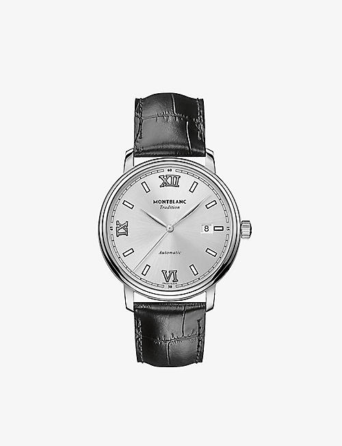 MONTBLANC: 127769  Montblanc Tradition Date stainless-steel and alligator-embossed leather automatic watch