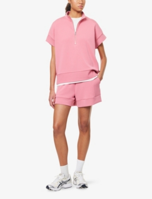 Varley Womens Rapture Rose Ritchie Short-sleeved Stretch-woven Sweatshirt Xl In Pink