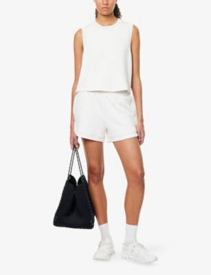 Varley Womens Ollie High-rise Stretch-jersey Shorts Ivory Marl In White