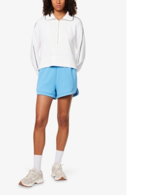 Varley Davenport Half-zip Cropped Sweatshirt In White