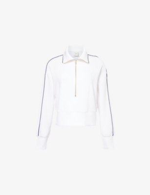 Shop Varley Davenport Relaxed-fit Stretch-woven Sweatshirt In White