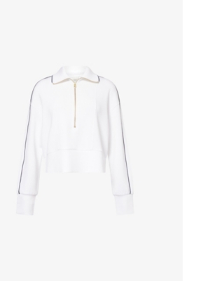 Shop Varley Davenport Relaxed-fit Stretch-woven Sweatshirt In White