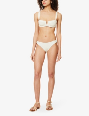 Monday Swimwear Womens Ivory Rec Byron Mid-rise Stretch-recycled Nylon Bikini Bottoms In Ivory Rec