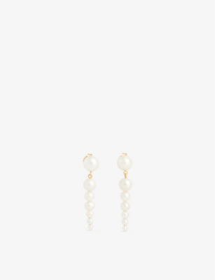 Carmen 18ct yellow gold-plated sterling-silver freshwater pearl and zirconia earrings