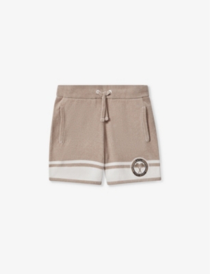 REISS: Motif-embroidered velour shorts 3-14 years