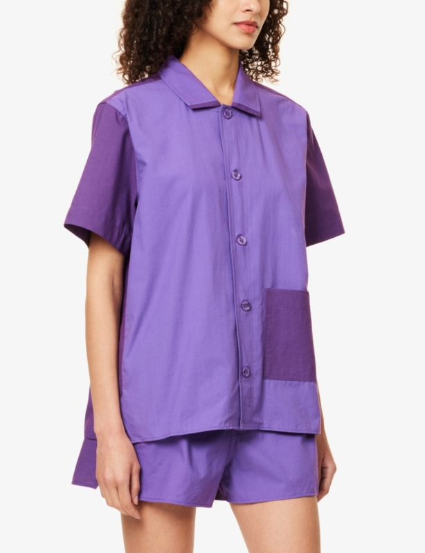 Outline relaxed-fit short-sleeve cotton pyjama shirt