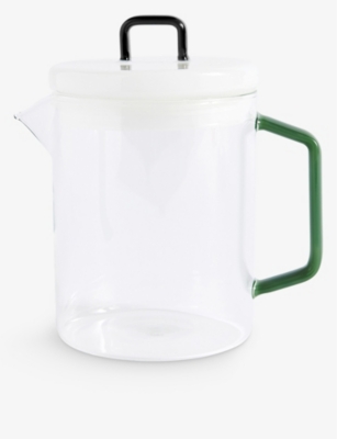 Hay Jade White Brew Contrast-handle Glass Pot In Green