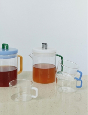 Hay Jade White Brew Contrast-handle Glass Cup In Jade White
