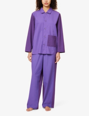 Shop Hay Womens Vivid Purple Duo Relaxed-fit Mid-rise Pyjama Trousers