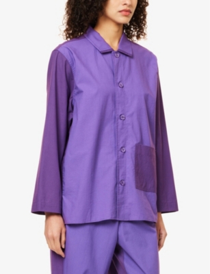 Shop Hay Women's Vivid Purple Duo Relaxed-fit Long-sleeve Cotton Pyjama Shirt