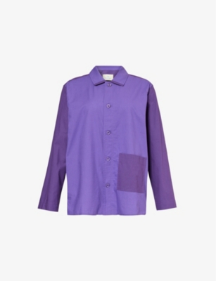 Shop Hay Women's Vivid Purple Duo Relaxed-fit Long-sleeve Cotton Pyjama Shirt