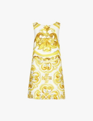 DOLCE & GABBANA: Barocco-print sleeveless woven-blend mini dress