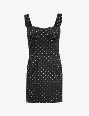 DOLCE & GABBANA: Polka dot-print flared-hem stretch-cotton mini dress
