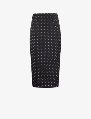 DOLCE & GABBANA: Polka dot-print mid-rise stretch-silk midi skirt