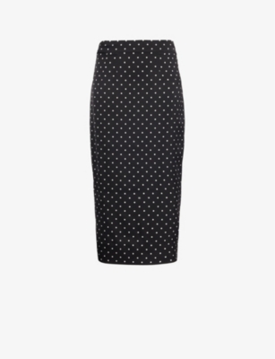 Shop Dolce & Gabbana Polka Dot-print Mid-rise Stretch-silk Midi Skirt In Pois Picc 0,5 F.nero