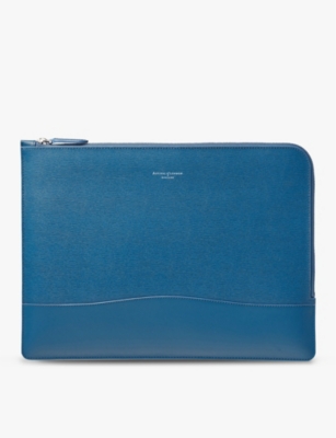 Aspinal Of London Blue City Logo-embossed Leather Folio