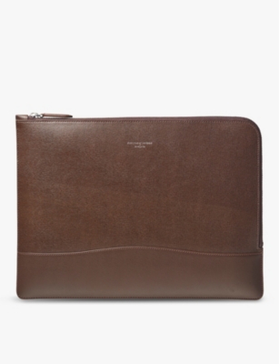 ASPINAL OF LONDON: City logo-embossed leather folio