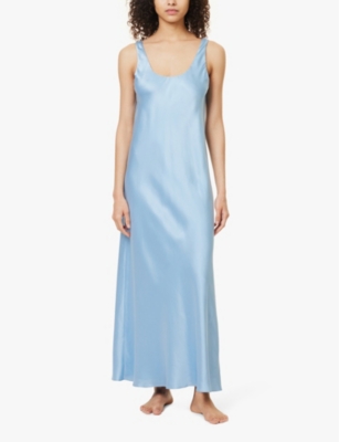 Shop Olivia Von Halle Womens Powder Dali Scoop-neck Silk-satin Nightdress