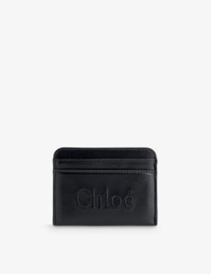 CHLOE: Sense brand-embroidered leather card holder