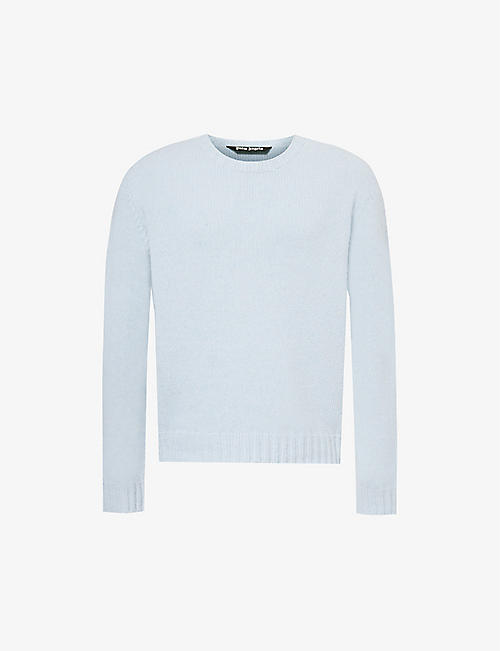 PALM ANGELS: Logo-print relaxed-fit wool-blend jumper
