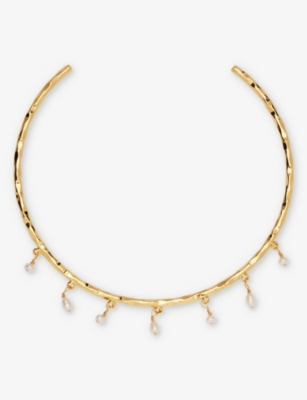 ALHAJA CULT STORE: Nubia 24ct yellow gold-plated brass and pearl choker