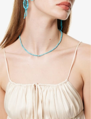Turquoise 24ct yellow gold-plated brass choker
