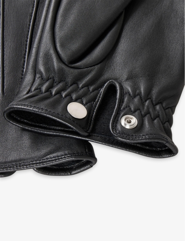 Elasticated-cuff smooth-leather gloves