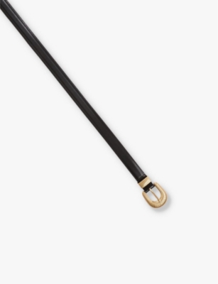 SANDRO WOMENS NOIR / GRIS EVE METAL-HARDWARE LEATHER BELT 
