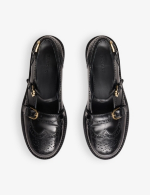 SANDRO: Double-strap flat leather Derby shoes