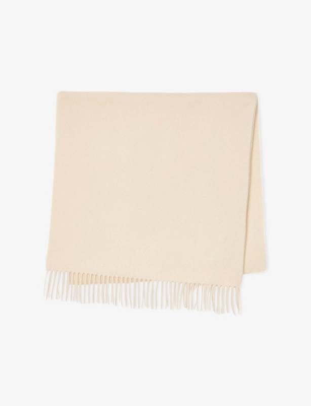 Fringed-trim wool and cashmere-blend scarf