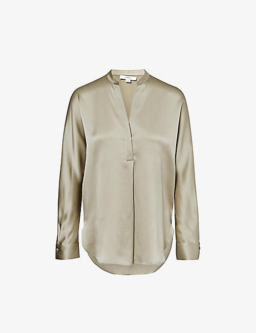 VINCE: V-neck relaxed-fit silk blouse