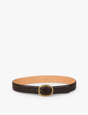 Sandro Mens Bruns Oval-buckle Leather Belt In Black