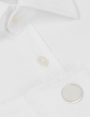 Babette Wasserman London Mens Rhodium Half Penny Rhodium-plated Metal Cufflinks In Rhodium