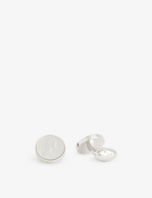 Babette Wasserman London Mens Rhodium Half Penny Rhodium-plated Metal Cufflinks In Rhodium