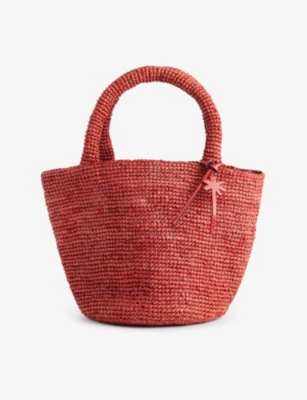 MANEBI: Summer branded-charm raffia bag