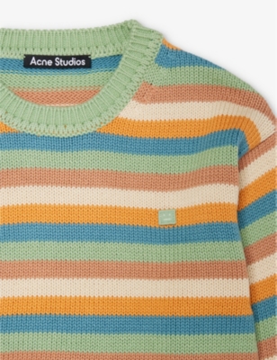 Shop Acne Studios Boyskids Stripe-pattern Crew-neck Cotton Jumper 6-10 Years In Multi
