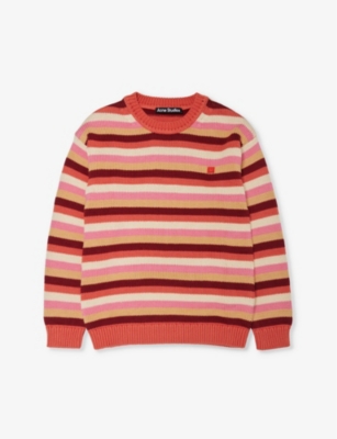 Shop Acne Studios Stripe-pattern Crew-neck Cotton Jumper 6-10 Years In Multi