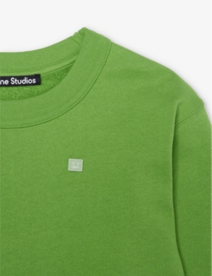 Shop Acne Studios Boys Green Kids Brand-patch Cotton-jersey Sweatshirt 3-10 Years