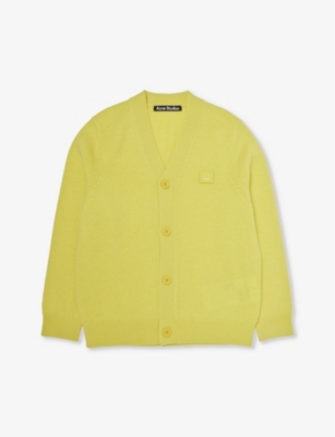 ACNE STUDIOS: Brand-patch V-neck wool cardigan 4-10 years