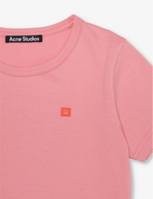 Shop Acne Studios Boys Pink Kids Brand-patch Crew-neck Cotton-jersey T-shirt 3-10 Years