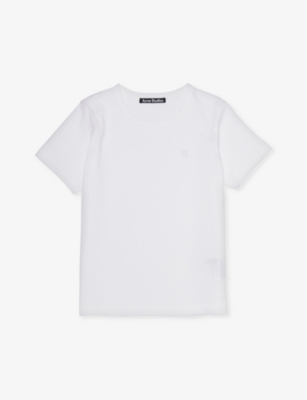Acne Studios Boys White Kids Brand-patch Round-neck Cotton-jersey T-shirt 3-10 Years